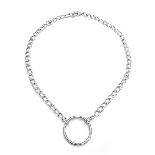 Hip hop punk style jewels wholesale metal link circle pendant choker necklaces